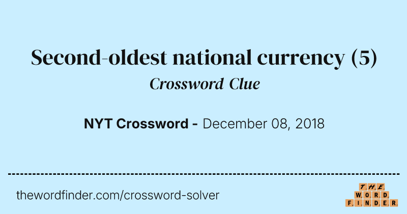 Second-oldest national currency crossword clue image