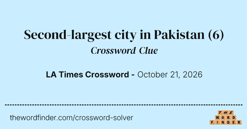 Second-largest city in Pakistan crossword clue image
