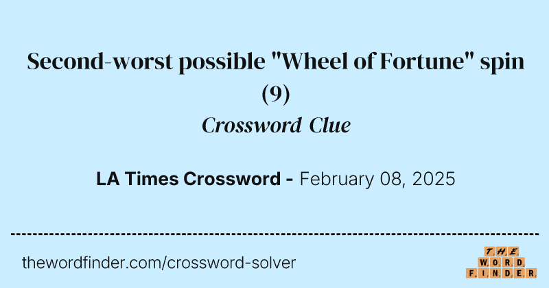Second-worst possible "Wheel of Fortune" spin crossword clue image
