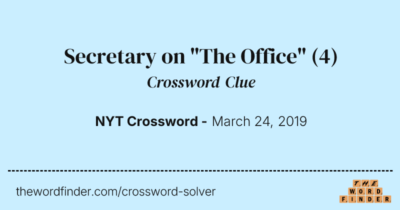 Secretary on "The Office" crossword clue image