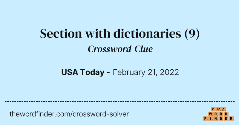 Section with dictionaries crossword clue image
