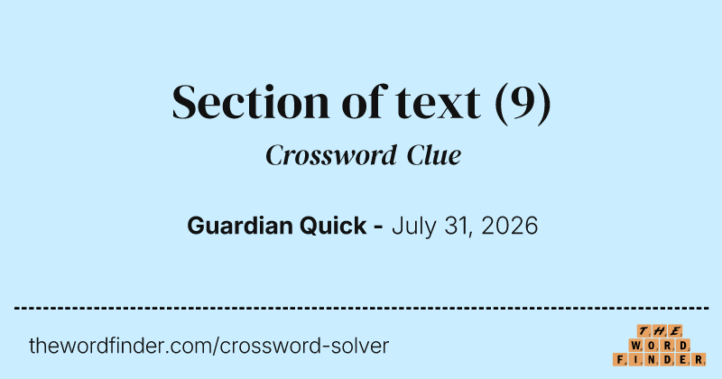 Section of text crossword clue image
