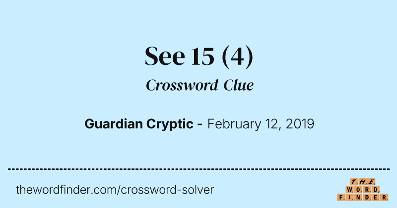 See 15 crossword clue image