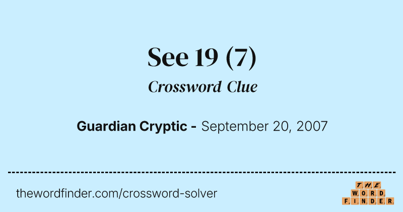 See 19 crossword clue image