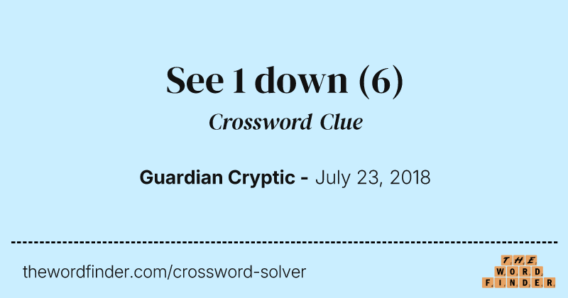 See 1 down crossword clue image