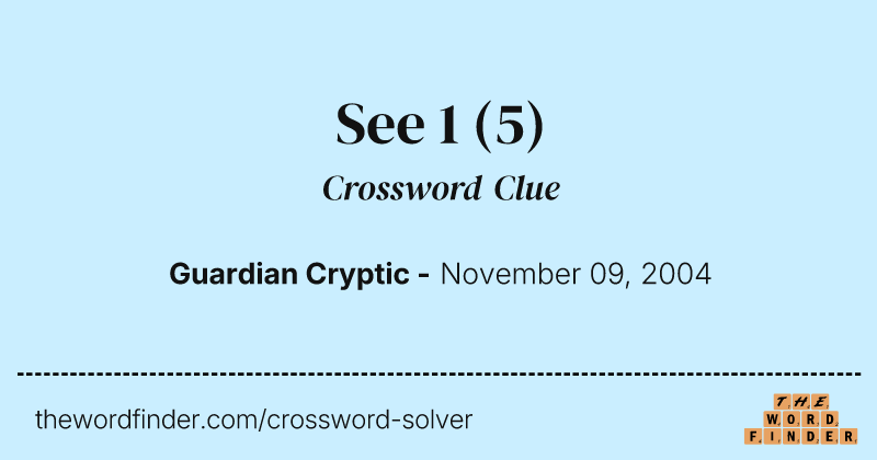 See 1 crossword clue image