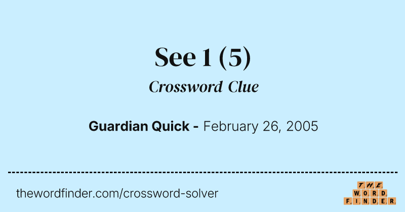 See 1 crossword clue image