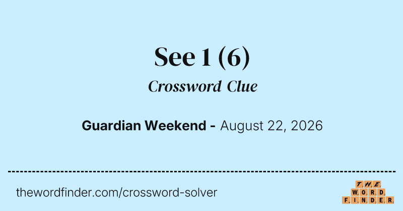 See 1 crossword clue image