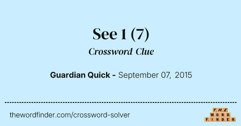 See 1 crossword clue image