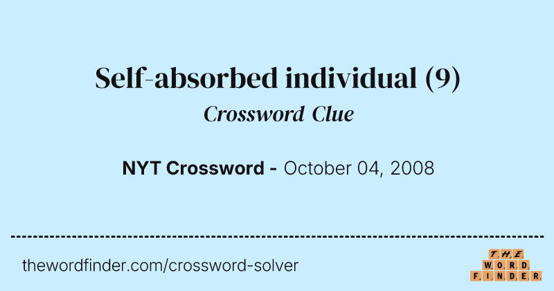 Self-absorbed individual crossword clue image