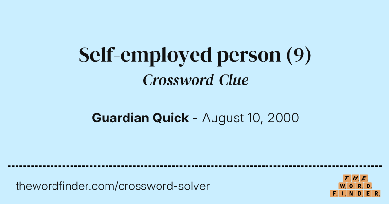 Self-employed person crossword clue image
