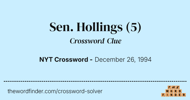 Sen. Hollings crossword clue image