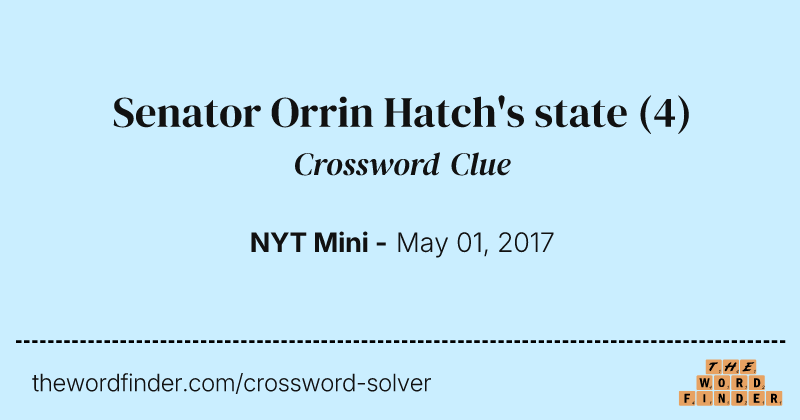 Senator Orrin Hatch's state crossword clue image