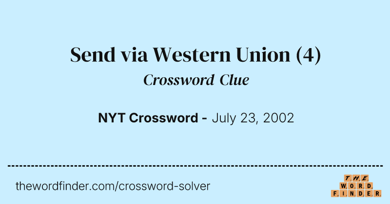 Send via Western Union crossword clue image