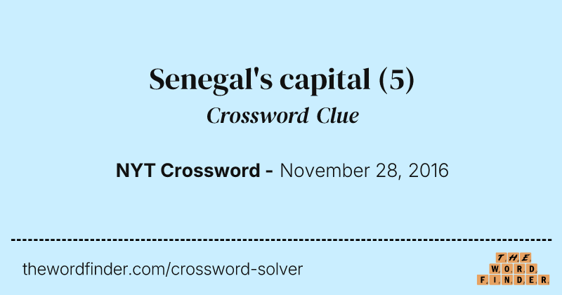 Senegal's capital crossword clue image