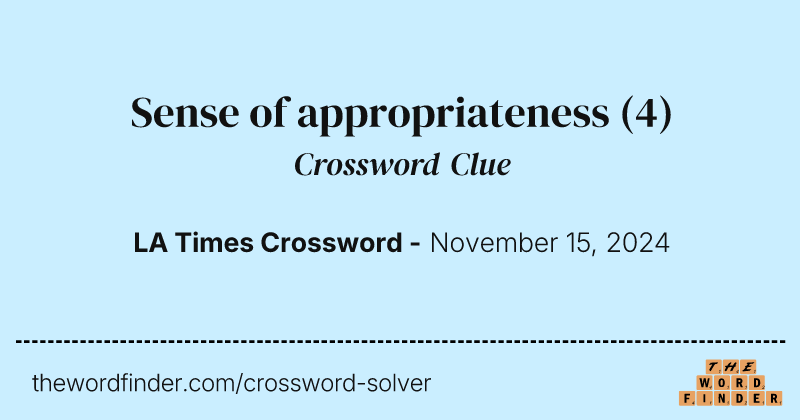 Sense of appropriateness crossword clue image