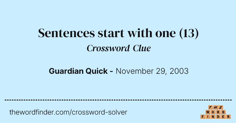 Sentences start with one crossword clue image
