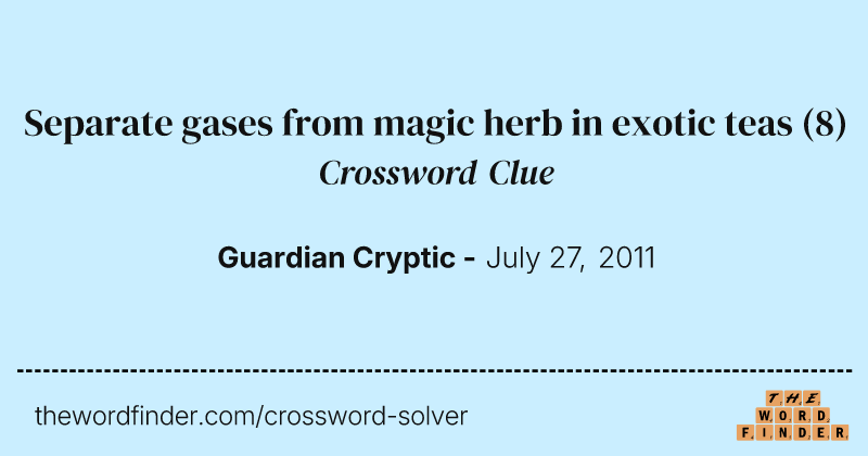 Separate gases from magic herb in exotic teas crossword clue image