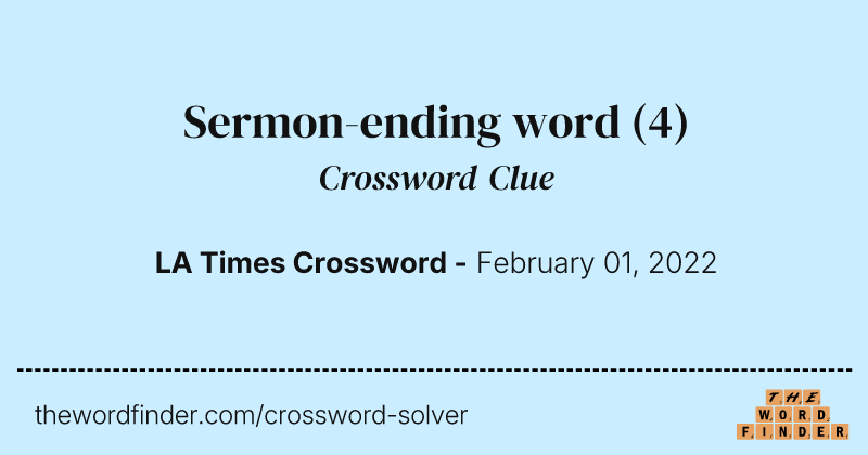 Sermon-ending word crossword clue image