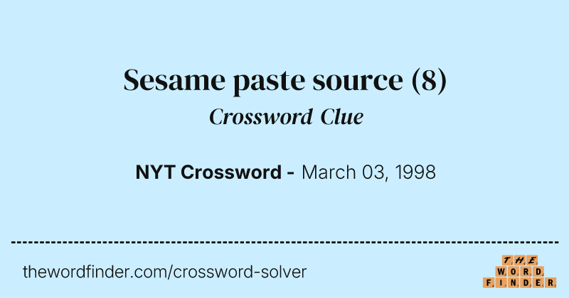 Sesame paste source crossword clue image