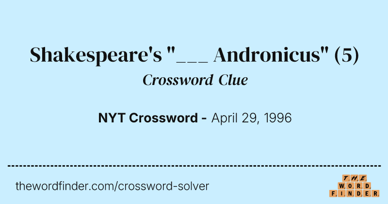 Shakespeare's "___ Andronicus" crossword clue image