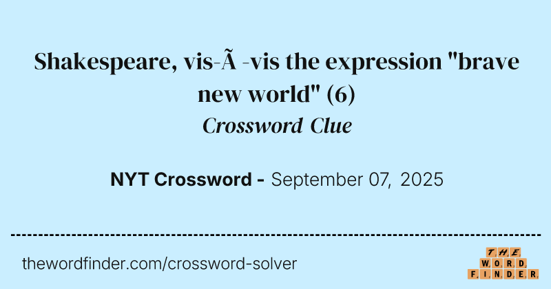 Shakespeare, vis-à-vis the expression "brave new world" crossword clue image