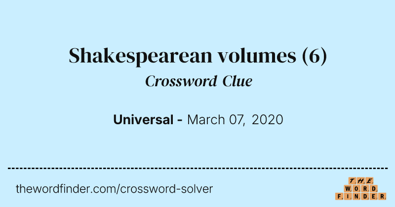 Shakespearean volumes crossword clue image