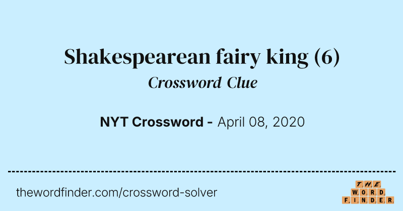 Shakespearean fairy king crossword clue image