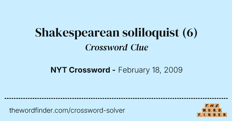 Shakespearean soliloquist crossword clue image