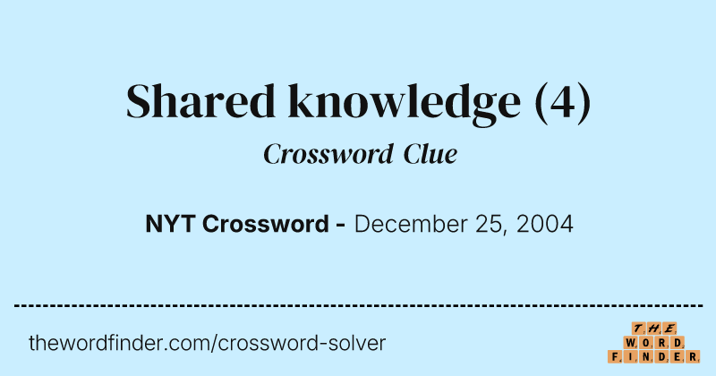 Shared knowledge crossword clue image