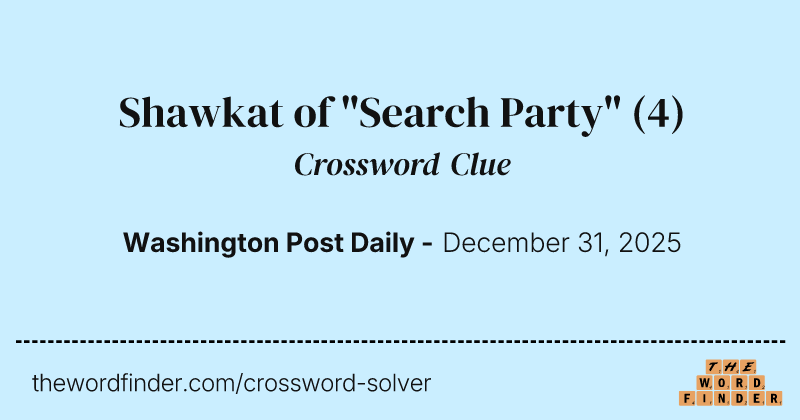 Shawkat of "Search Party" crossword clue image