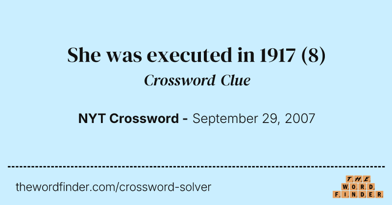 She was executed in 1917 crossword clue image