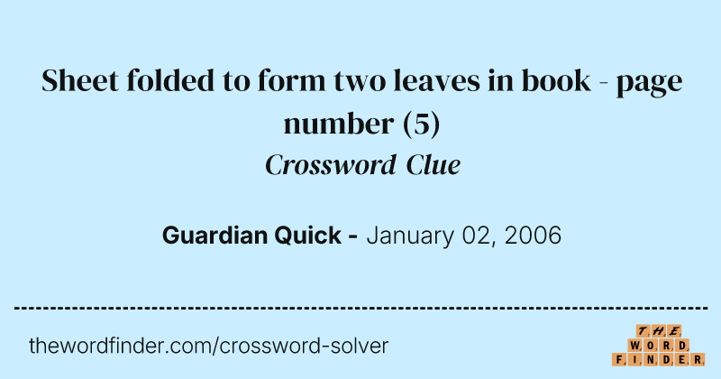 Sheet folded to form two leaves in book - page number crossword clue image
