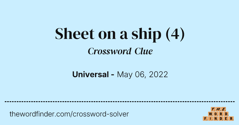 Sheet on a ship crossword clue image
