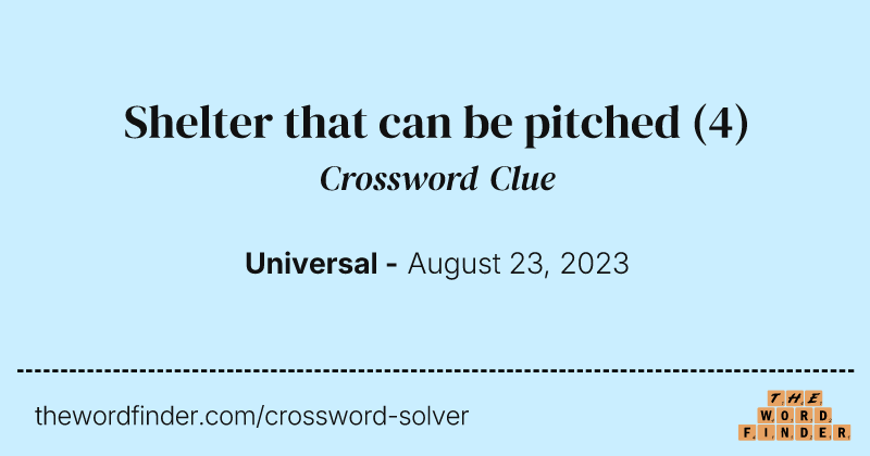 Shelter that can be pitched crossword clue image