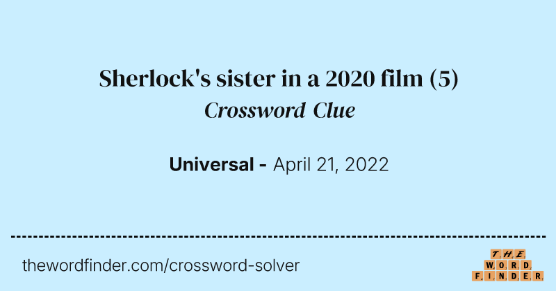 Sherlock's sister in a 2020 film crossword clue image
