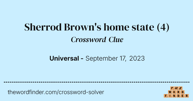 Sherrod Brown's home state crossword clue image