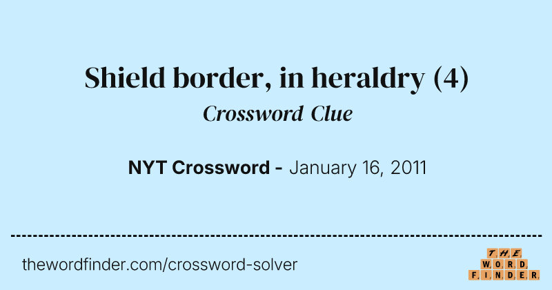Shield border, in heraldry crossword clue image