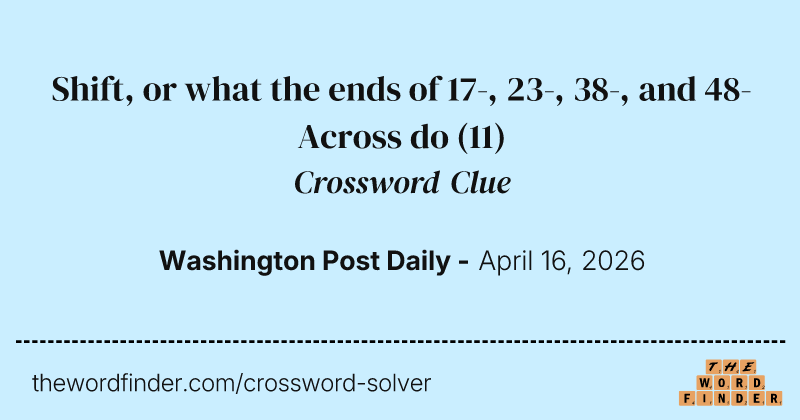 Shift, or what the ends of 17-, 23-, 38-, and 48-Across do crossword clue image