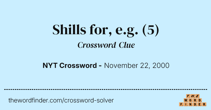 Shills for, e.g. crossword clue image