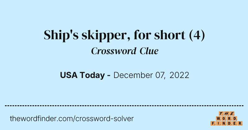 Ship's skipper, for short crossword clue image