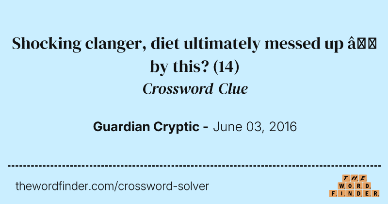 Shocking clanger, diet ultimately messed up — by this? crossword clue image