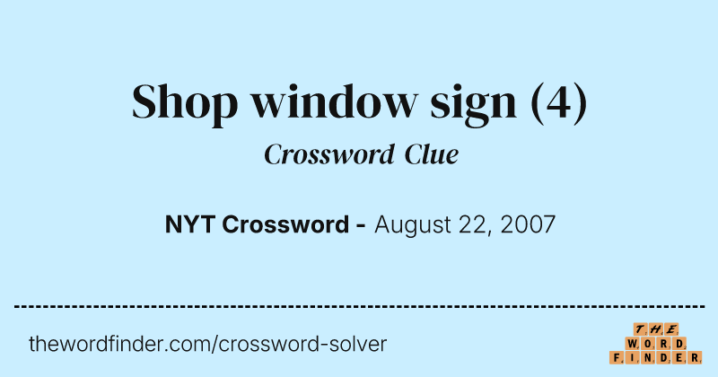 Shop window sign crossword clue image