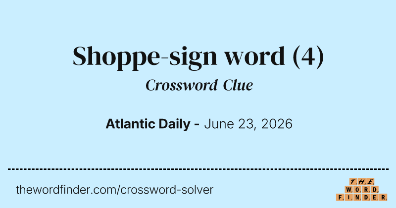 Shoppe-sign word crossword clue image