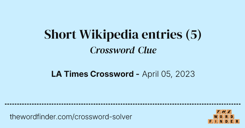 Short Wikipedia entries crossword clue image