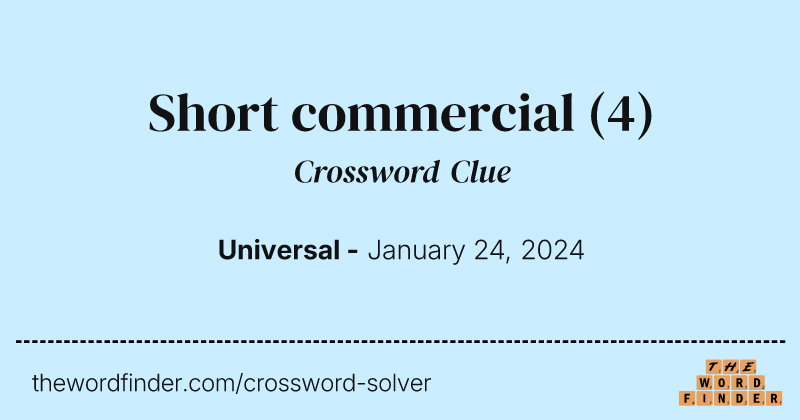 Short commercial crossword clue image