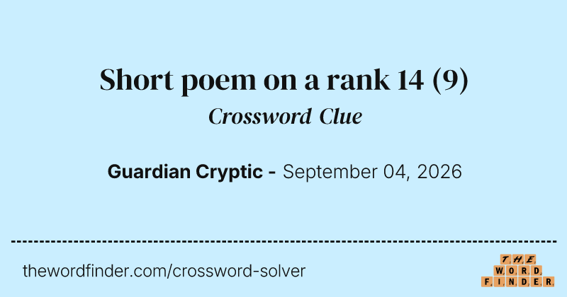 Short poem on a rank 14 crossword clue image