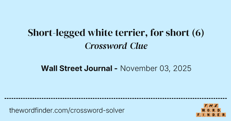 Short-legged white terrier, for short crossword clue image
