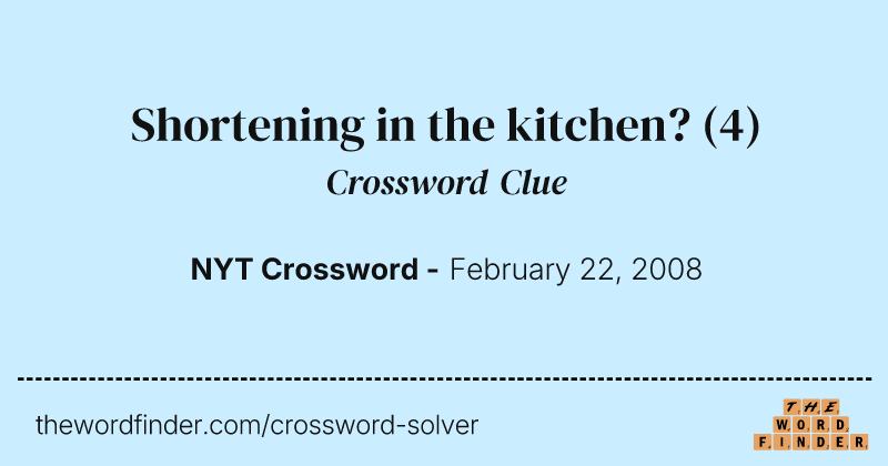 Shortening in the kitchen? crossword clue image