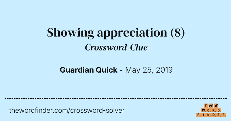 Showing appreciation crossword clue image
